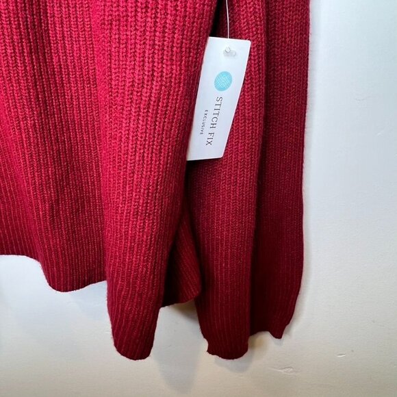 NWT RD Style Red Ribbed Knit Pullover Sweater Half-Zip Mock Neck Size L - Picture 6 of 6